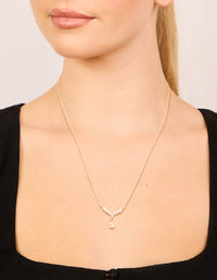 Gold Plated Cubic Zirconia Waterdrop Pendant Necklace - link has visual effect only