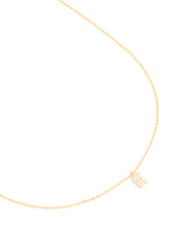 Gold Plated Brass Cubic Zirconia Letter E Necklace - link has visual effect only
