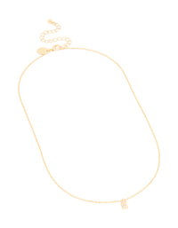 Gold Plated Brass Cubic Zirconia Letter E Necklace - link has visual effect only