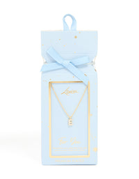 Gold Plated Brass Cubic Zirconia Letter E Necklace - link has visual effect only