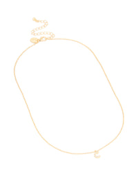 Gold Plated Brass Cubic Zirconia Letter C Necklace - link has visual effect only