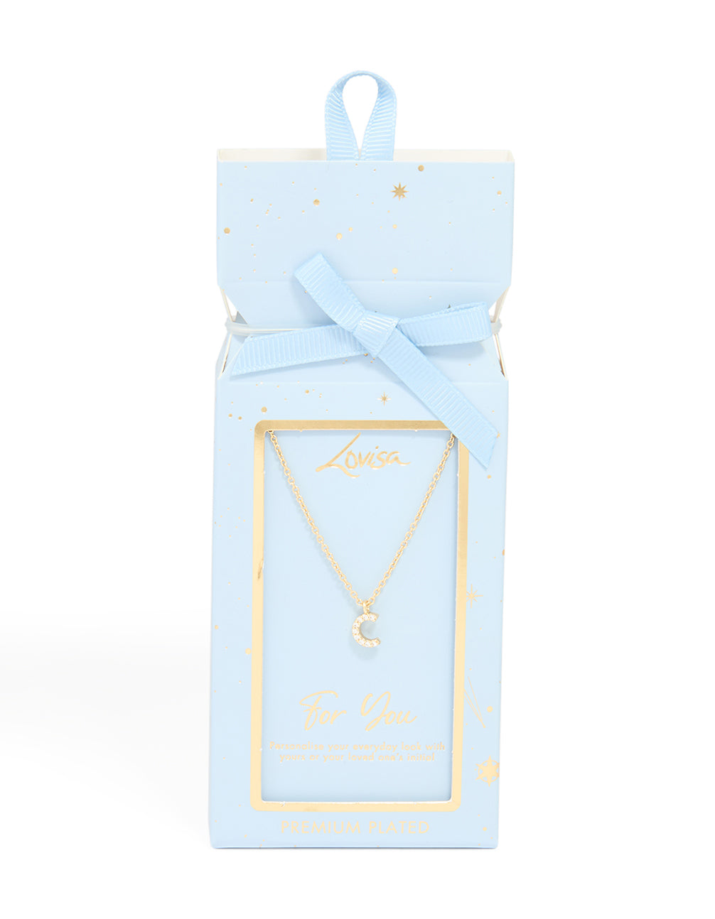 Gold Plated Brass Cubic Zirconia Letter C Necklace