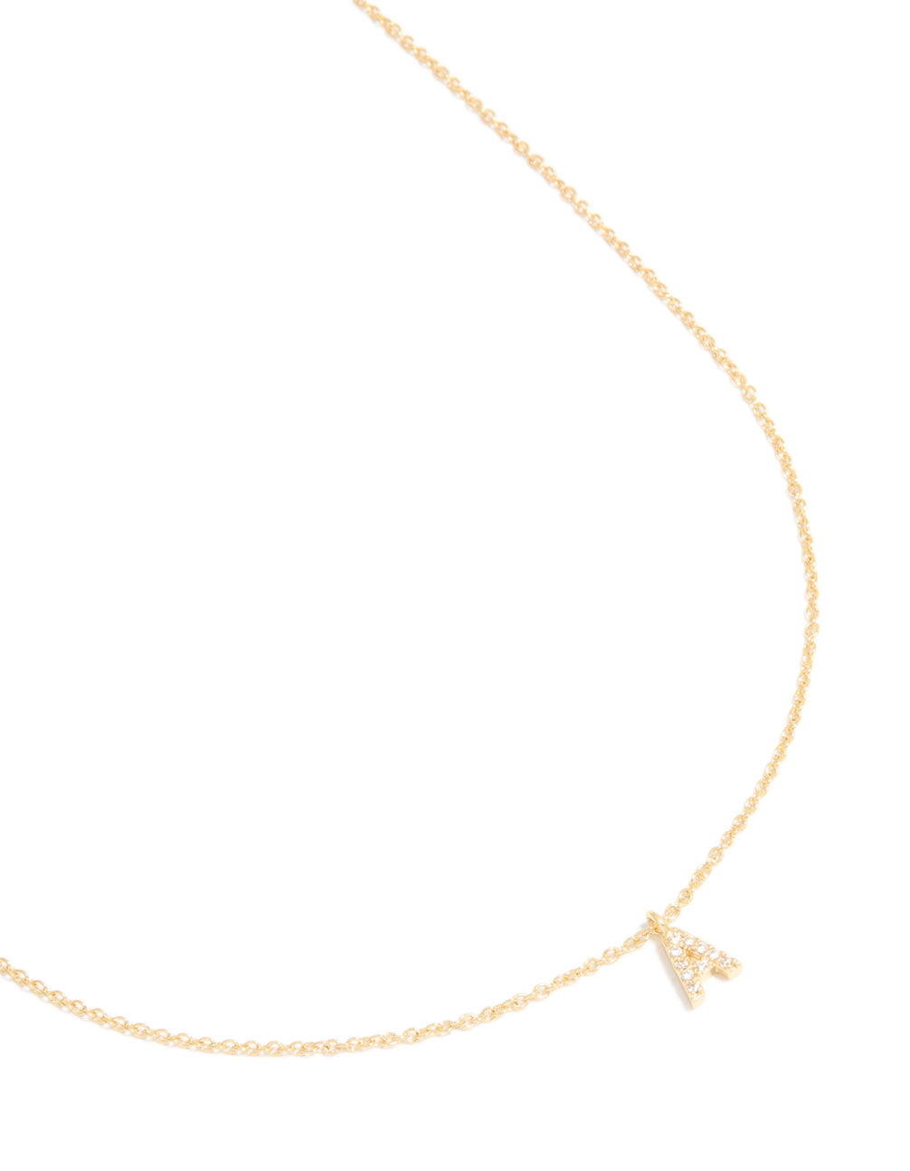 Gold Plated Brass Cubic Zirconia Letter A Necklace