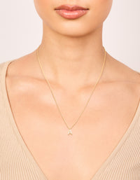 Gold Plated Brass Cubic Zirconia Letter A Necklace - link has visual effect only