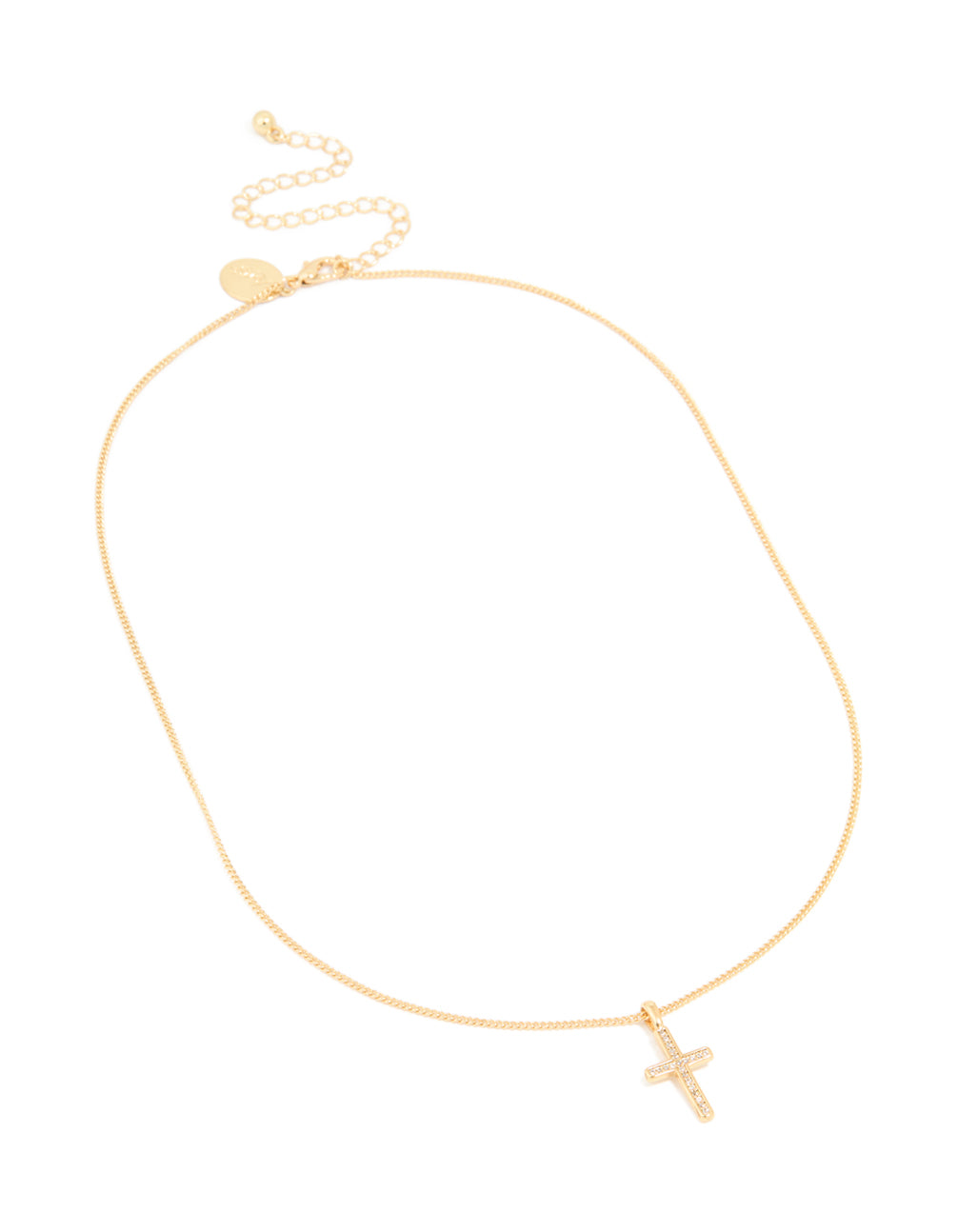 Gold Plated Cubic Zirconia Cross Pendant Necklace