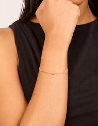 Gold Plated Cubic Zirconia Round Station Bracelet - link has visual effect only