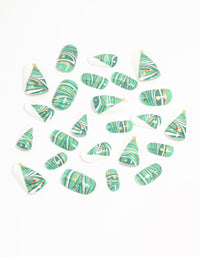 Green Festive Tree Press-On Nail Set - link has visual effect only