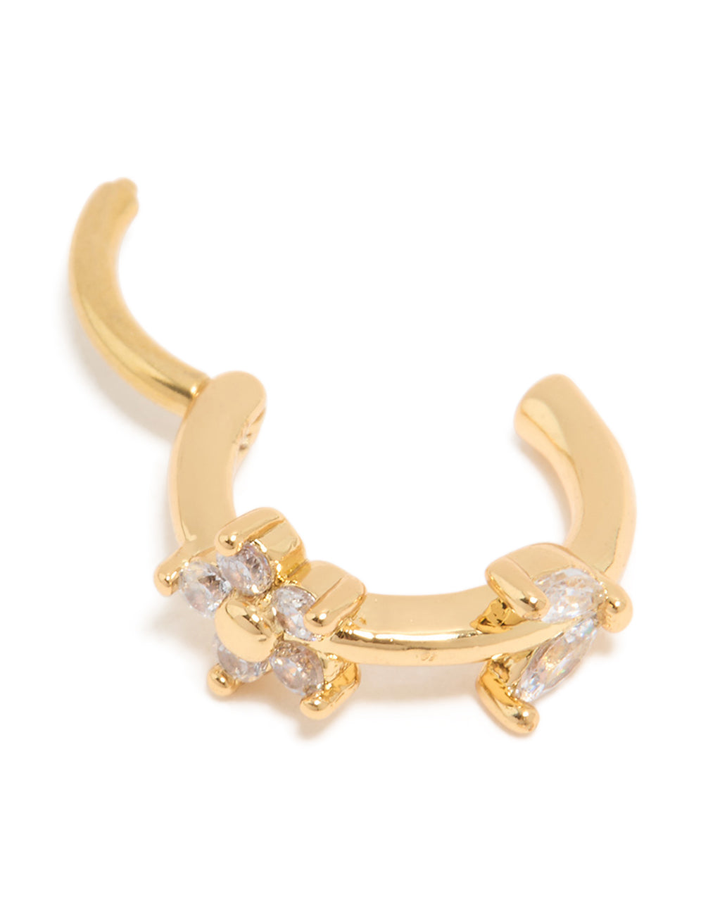 Gold Plated Surgical Steel Cubic Zirconia Floral Clicker Ring