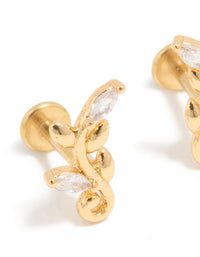 Gold Plated Titanium Cubic Zirconia Vine Flat Back Studs - link has visual effect only