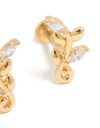Gold Plated Titanium Cubic Zirconia Vine Flat Back Studs - link has visual effect only