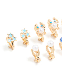 Kids Gold Shell & Crab Clip On Earrings 5-Pack - link has visual effect only