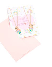 Kids Gold Rainbow BFF Heart Necklace Pack - link has visual effect only