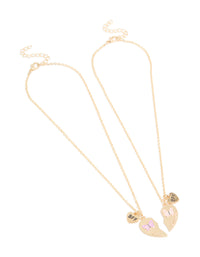 Kids Gold Butterfly & Heart BFF Necklace Pack - link has visual effect only