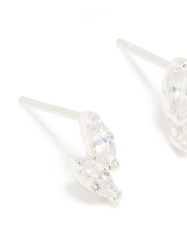 Sterling Silver Cubic Zirconia Cluster Stud Earrings