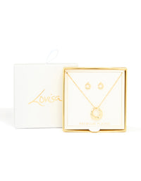 Gold Plated Twisted Circle Necklace & Earrings Set - link has visual effect only