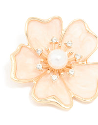 Gold Pink Cream Pearl Flower Brooch - link has visual effect only