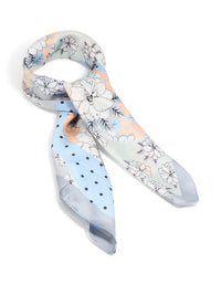 Blue Mixed Spot & Flower Fabric Scarf - link has visual effect only