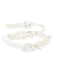 Silver Plated Cubic Zirconia Open Wrap Around Ring - link has visual effect only