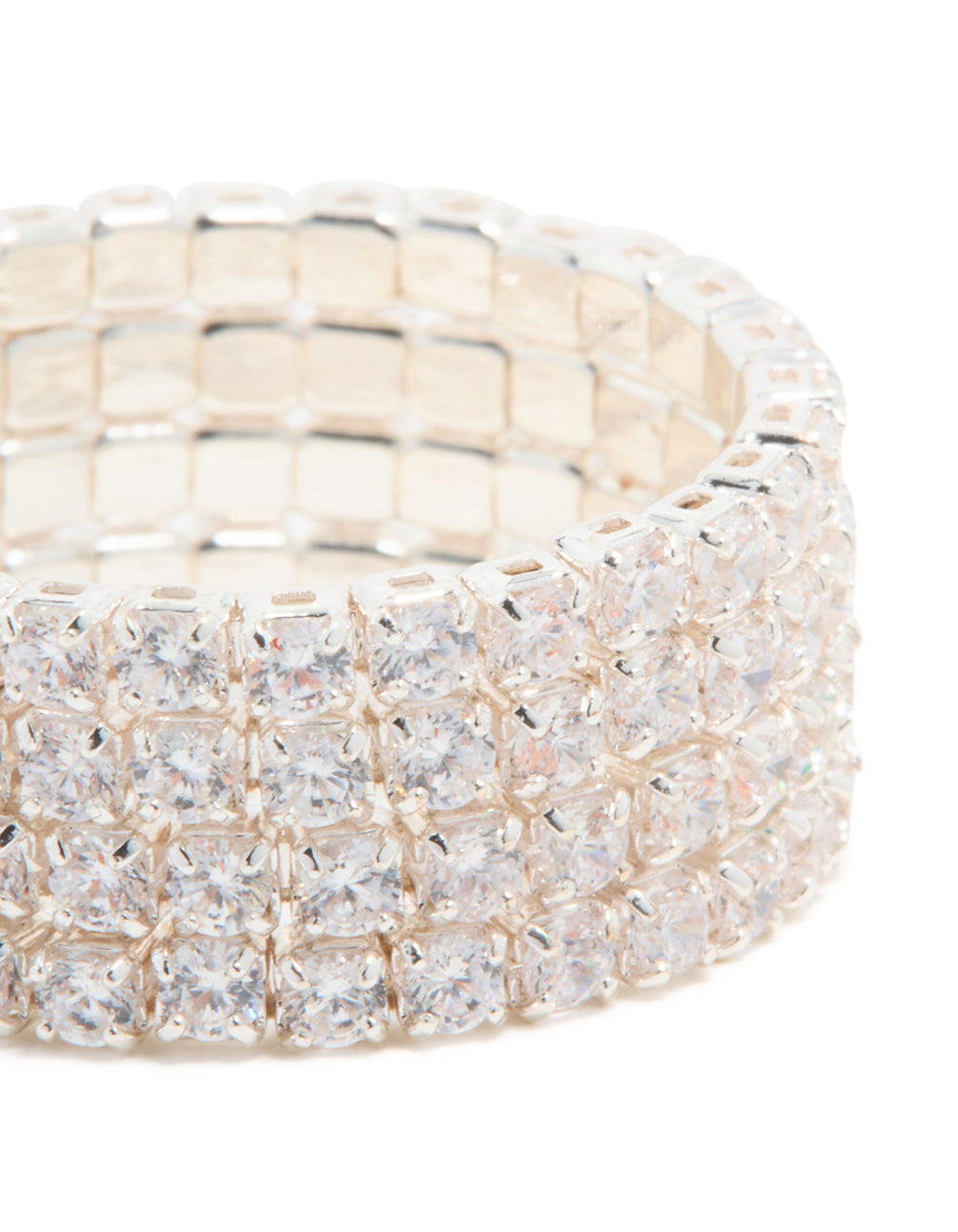 Silver Plated Cubic Zirconia 4-Row Wrap Ring
