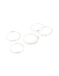 Silver Plated Dainty Cubic Zirconia Stacking Rings 5-Pack - link has visual effect only