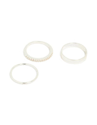 Silver Plated Simple Cubic Zirconia & Smooth Rings 3-Pack - link has visual effect only