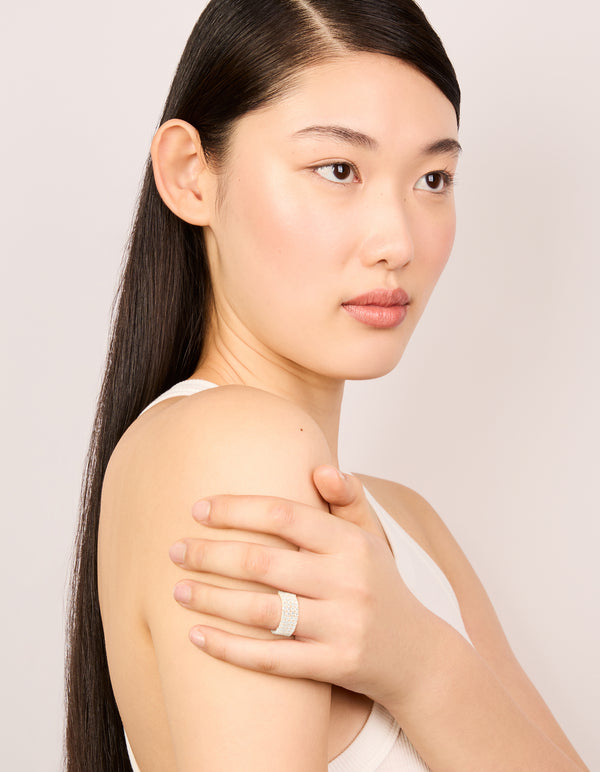 Silver Plated Cubic Zirconia 4-Row Wrap Ring