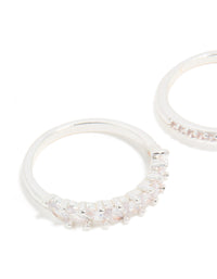 Silver Plated Cubic Zirconia Stacking Rings 2-Pack - link has visual effect only