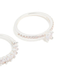 Silver Plated Cubic Zirconia Stacking Rings 2-Pack - link has visual effect only