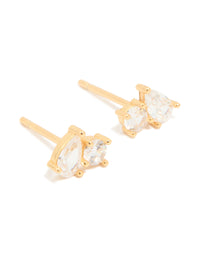 Gold Plated Sterling Silver Cubic Zirconia Cluster Stud Earrings - link has visual effect only