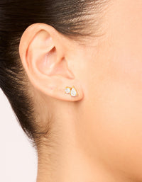 Gold Plated Sterling Silver Cubic Zirconia Cluster Stud Earrings - link has visual effect only