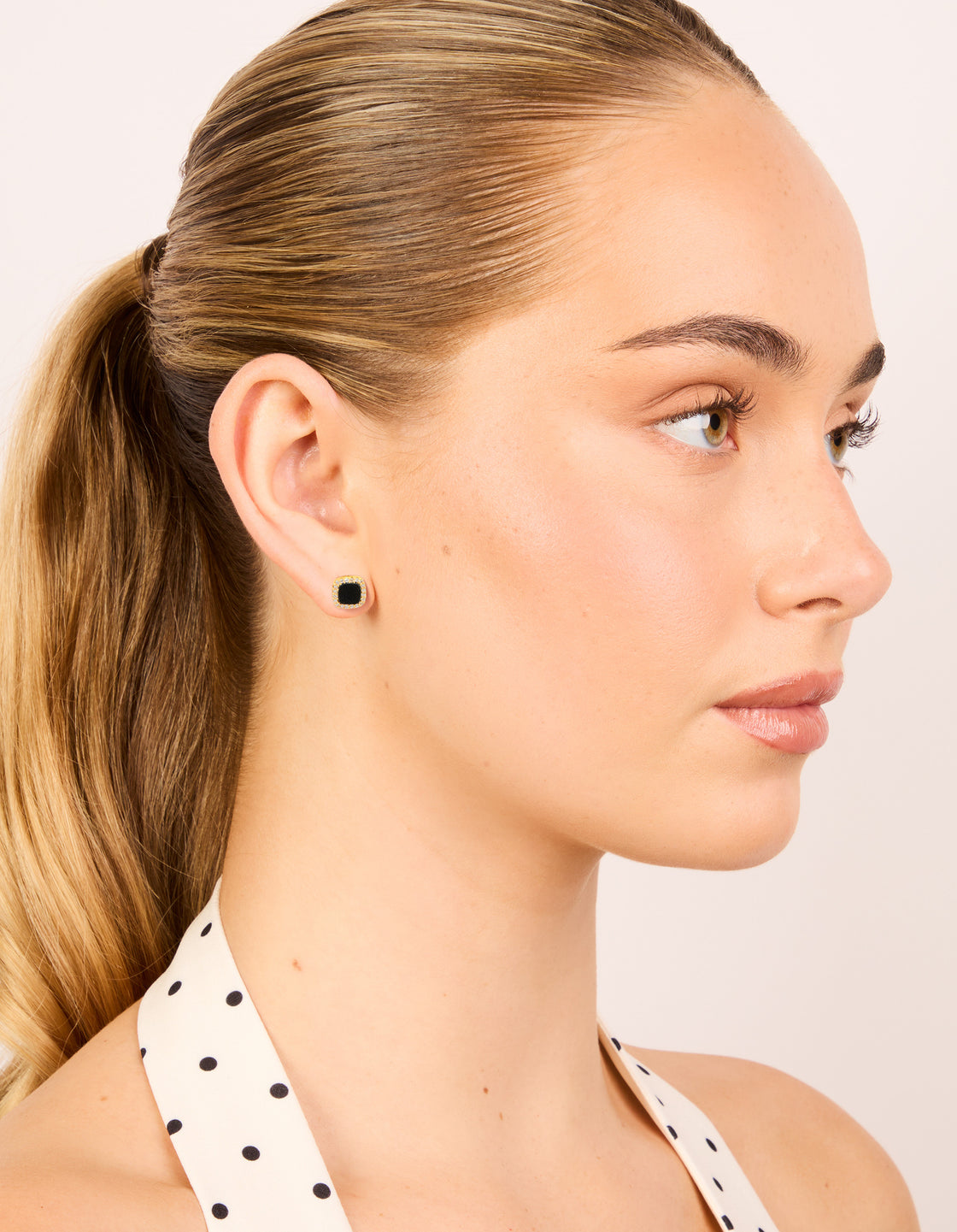 Gold Plated Sterling Silver Black Cushion Cut Cubic Zirconia Stud Earrings