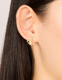 Gold Plated Sterling Silver Cubic Zirconia Bow Huggie Earrings - link has visual effect only