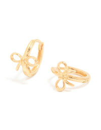 Gold Plated Sterling Silver Cubic Zirconia Bow Huggie Earrings - link has visual effect only