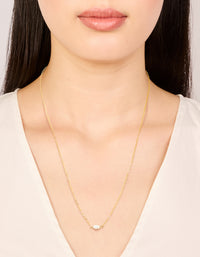 Gold Plated Sterling Silver Tiny Pearl Pendant Necklace - link has visual effect only