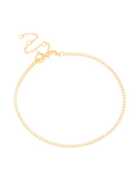 Gold Plated Sterling Silver Cubic Zirconia Tiny Tennis Bracelet - link has visual effect only