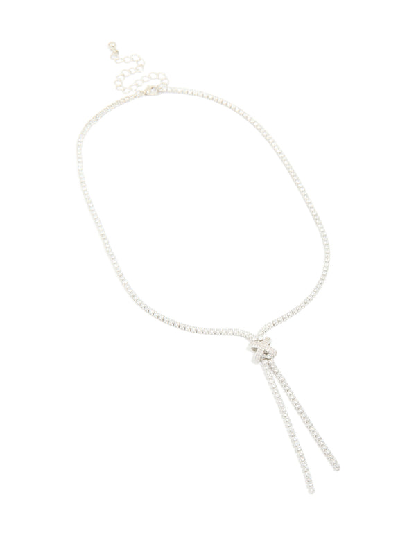 Silver Cubic Zirconia Knotted Y-Necklace
