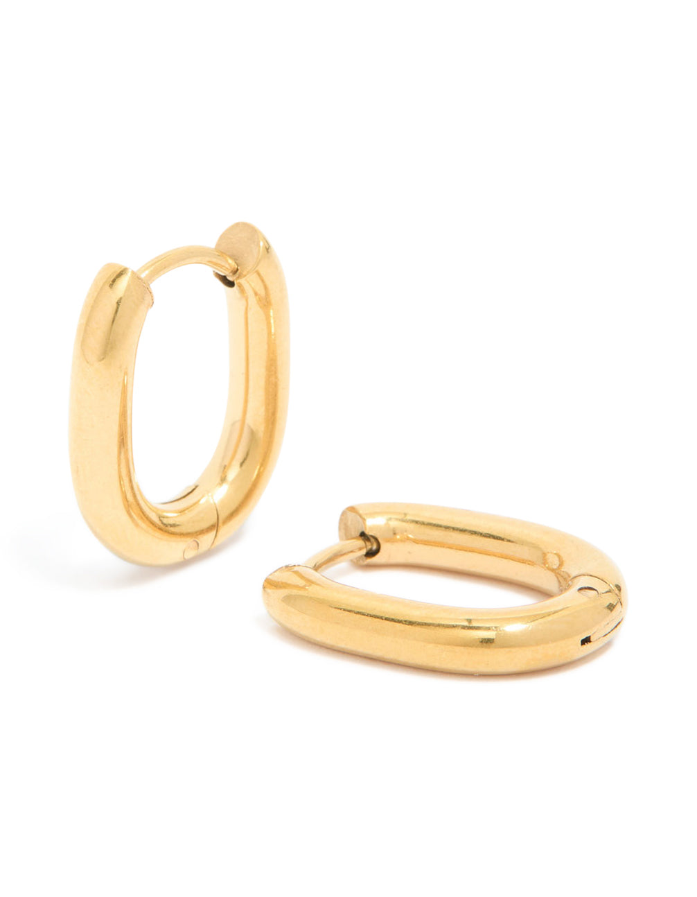 Waterproof Gold Plated Stainless Steel Oval Clicker Hoop Earrings