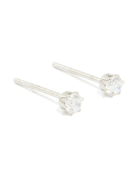 Waterproof Stainless Steel Cubic Zirconia Prism Stud Earrings 4 MM - link has visual effect only
