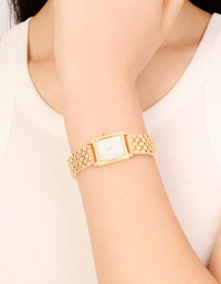Gold Medium Square Link Watch - link has visual effect only