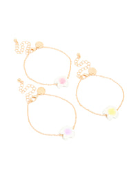 Gold Pastel Frangipani Flower Bracelets 3-Pack - link has visual effect only