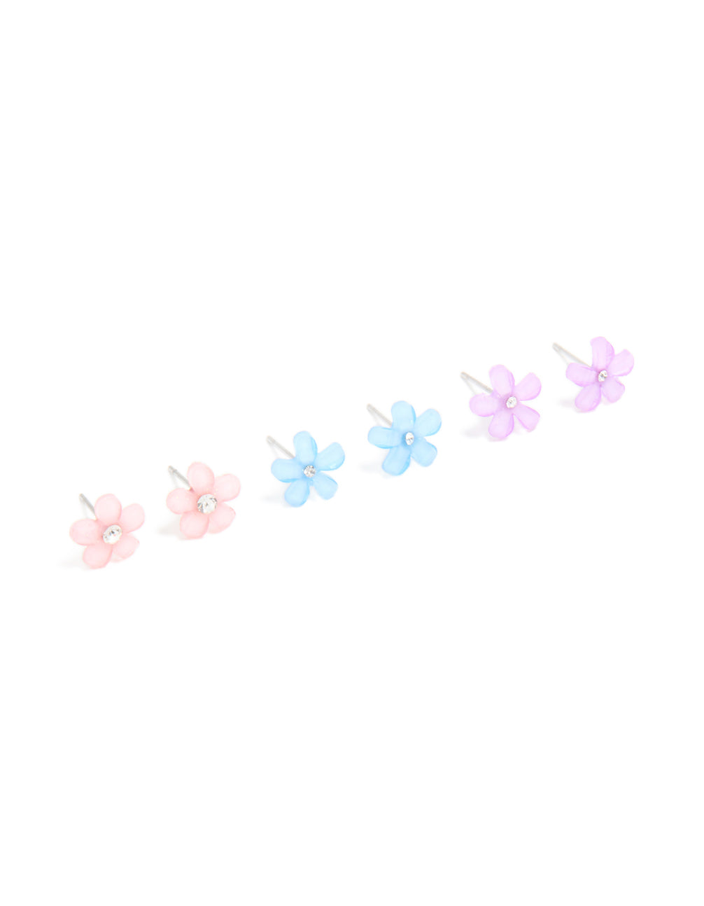 Pastel Acrylic Diamante Centre Daisy Stud Earrings 3-Pack