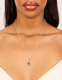 Gold Green Diamante Cenytre & Outline Pendant Necklace - link has visual effect only