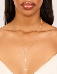 Gold Diamante Pearl Chain Y-Necklace - link has visual effect only