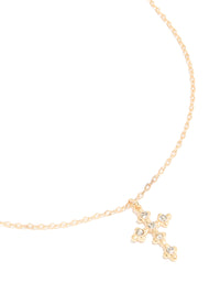 Gold Diamante Vintage Cross Pendant Necklace - link has visual effect only