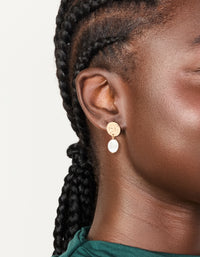 Gold Pearl Hammered Diac Drop Stud Earrings - link has visual effect only