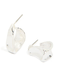 Silver Textured Swirl Huggie Earrings - link has visual effect only