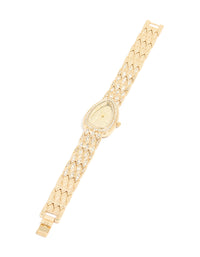 Gold Diamante Statement Watch - link has visual effect only