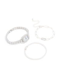 Silver Vintage Watch & Bracelet Pack - link has visual effect only