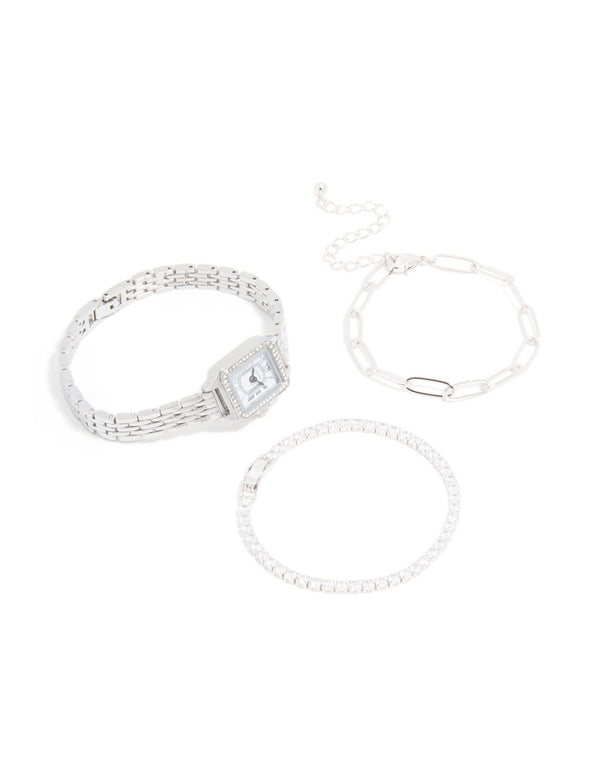 Silver Vintage Watch & Bracelet Pack