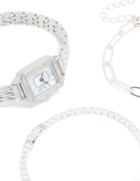 Silver Vintage Watch & Bracelet Pack - link has visual effect only